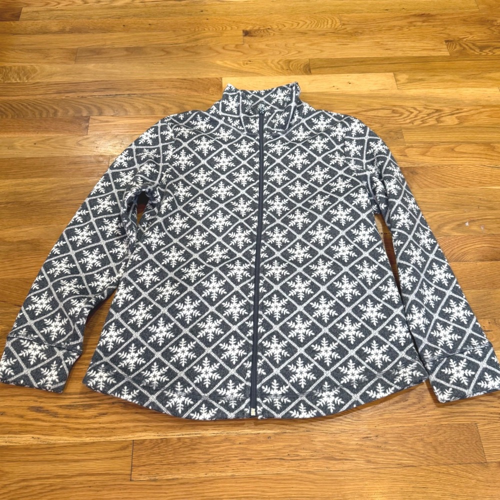 Talbots Gray and White Snowflake Puffer Jacket